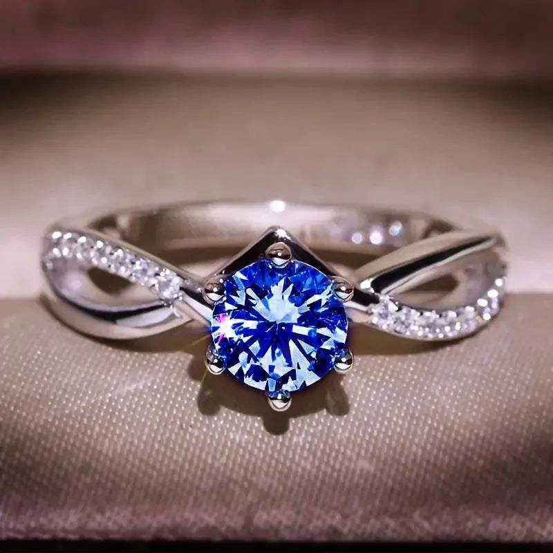 Women's Luxury 925 Sterling Silver Wedding Ring Eight Hearts and Arrows Design Six Claw Setting Zircon 19204
