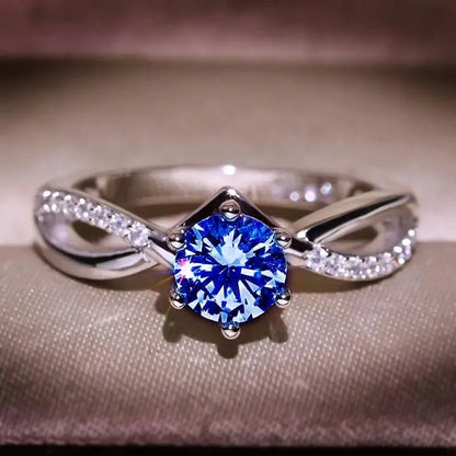 Women's Luxury 925 Sterling Silver Wedding Ring Eight Hearts and Arrows Design Six Claw Setting Zircon 19204