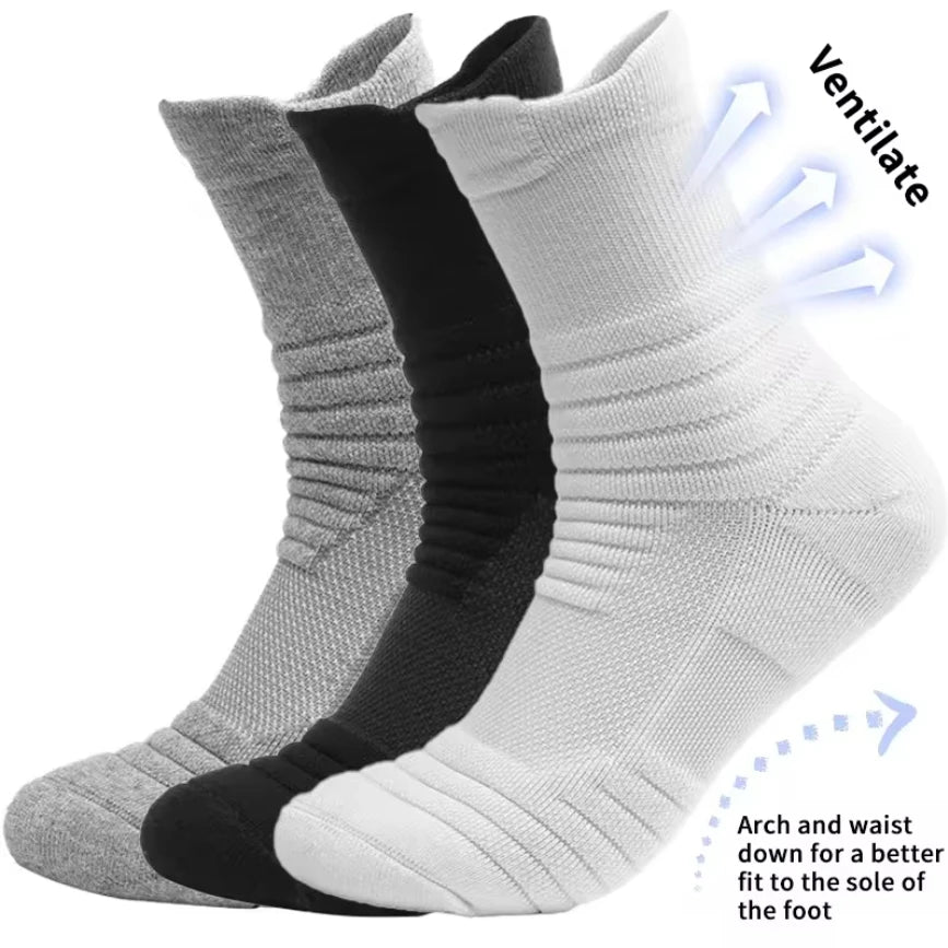 3 Pairs Unisex Performance Running Socks Breathable Cushion Ankle Support Anti Slip Sports Socks for Men and Women