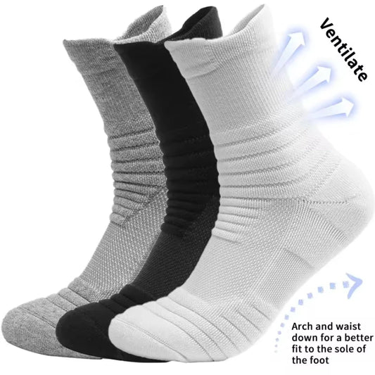 3 Pairs Unisex Performance Running Socks Breathable Cushion Ankle Support Anti Slip Sports Socks for Men and Women