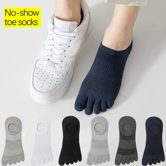 3 Pairs Mens Five Toe Breathable Anti Odor Ankle Socks
