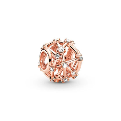 Sparkling Rose Gold Family Tree & Flower Charm Bead for European Silver Bracelet YY0827