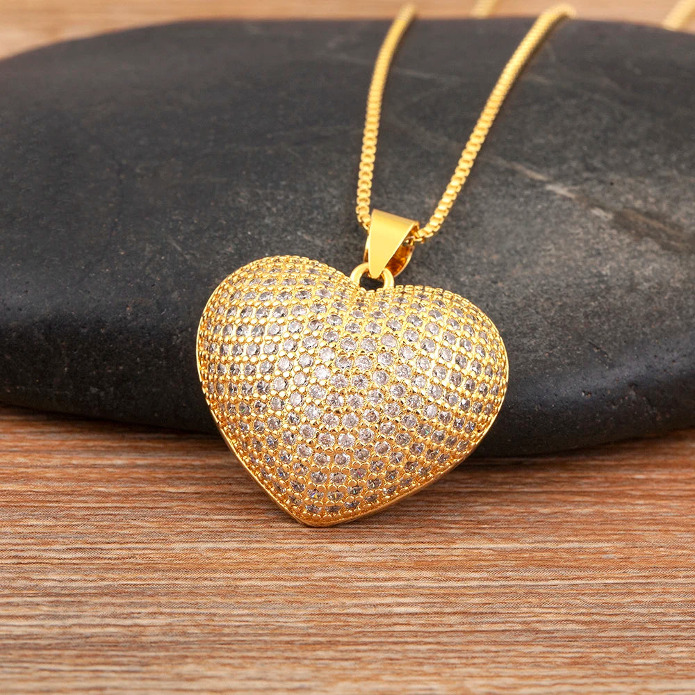 Retro Love Heart Pendant Necklace for Women and Men - Adjustable Valentine's Day Choker Jewelry Gift