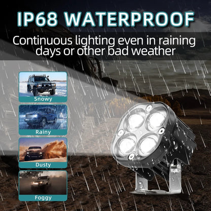 40W 3 Inch Square Universal LED Work Light Bar Fog Lights for Motorcycle and Off-Road Use IP68 Waterproof