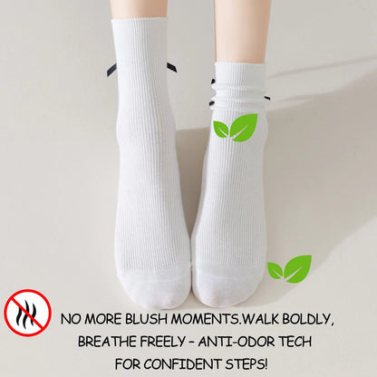 3 Pairs Black White Ballet Bow Crew Breathable Socks