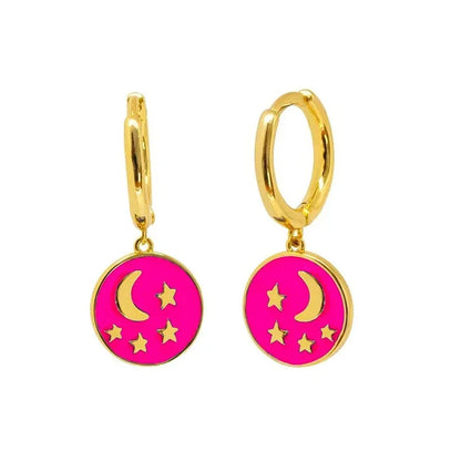 Rose Red Zircon Hoop Earrings for Women Minimalist Dangle Party Jewelry Trend 2025