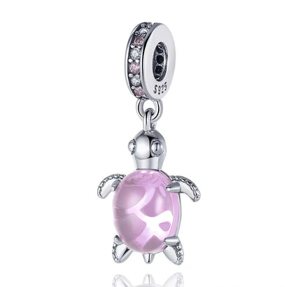 Original 925 Sterling Silver Pink Flower Balloon and Coffee Cup Charms Beads for DIY Women’s Bracelet Jewelry Gift