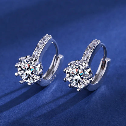 Sterling Silver CZ Crystal Plant Stud Earrings for Women and Teens