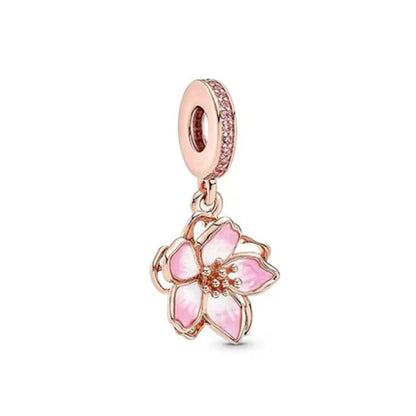 Rose Gold Butterfly Lock Key Charms Beads for DIY Jewelry Making F343