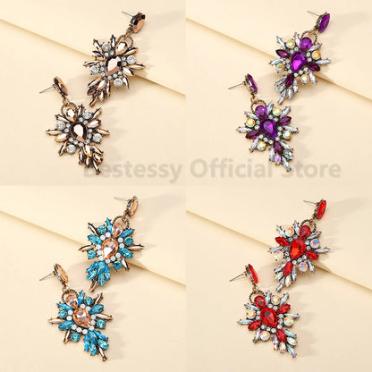 Elegant Rhinestone Drop Earrings for Women - Luxury Chandelier Design for Weddings and Parties