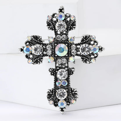 Rhinestone Cross Brooches for Women Stylish Floral Pins Perfect for Parties and Gifts