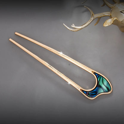 Elegant Silver Gold Enamel Shell Hairpin for Women U Shape Hair Stick Accessories