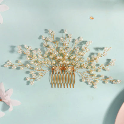 Korean Pearl Hair Combs - Handmade Hairpins & Clips for Women, Brides & Girls GE-19