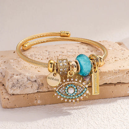 Women's Fashion Devil's Eye Beaded Bracelet – Elegant Cuff Jewelry for Date, Party, Festival