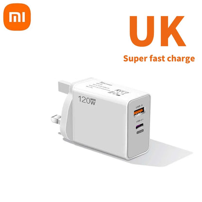 Xiaomi 120W Original Turbo Fast HyperCharge Wall Charger With 6A USB Type C Cable EU US UK Compatible With Xiaomi 13 12 11 Ultra Redmi