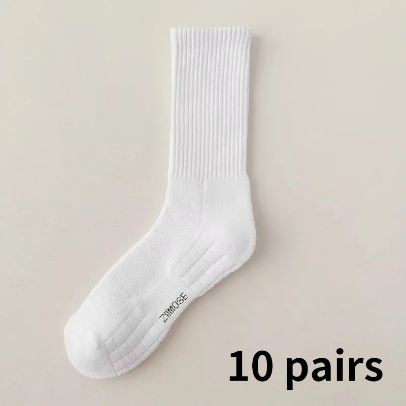 10 Pairs Men’s Thickened Cotton Winter Sports Socks Velvet Towel Bottom Mid Tube Basketball Socks