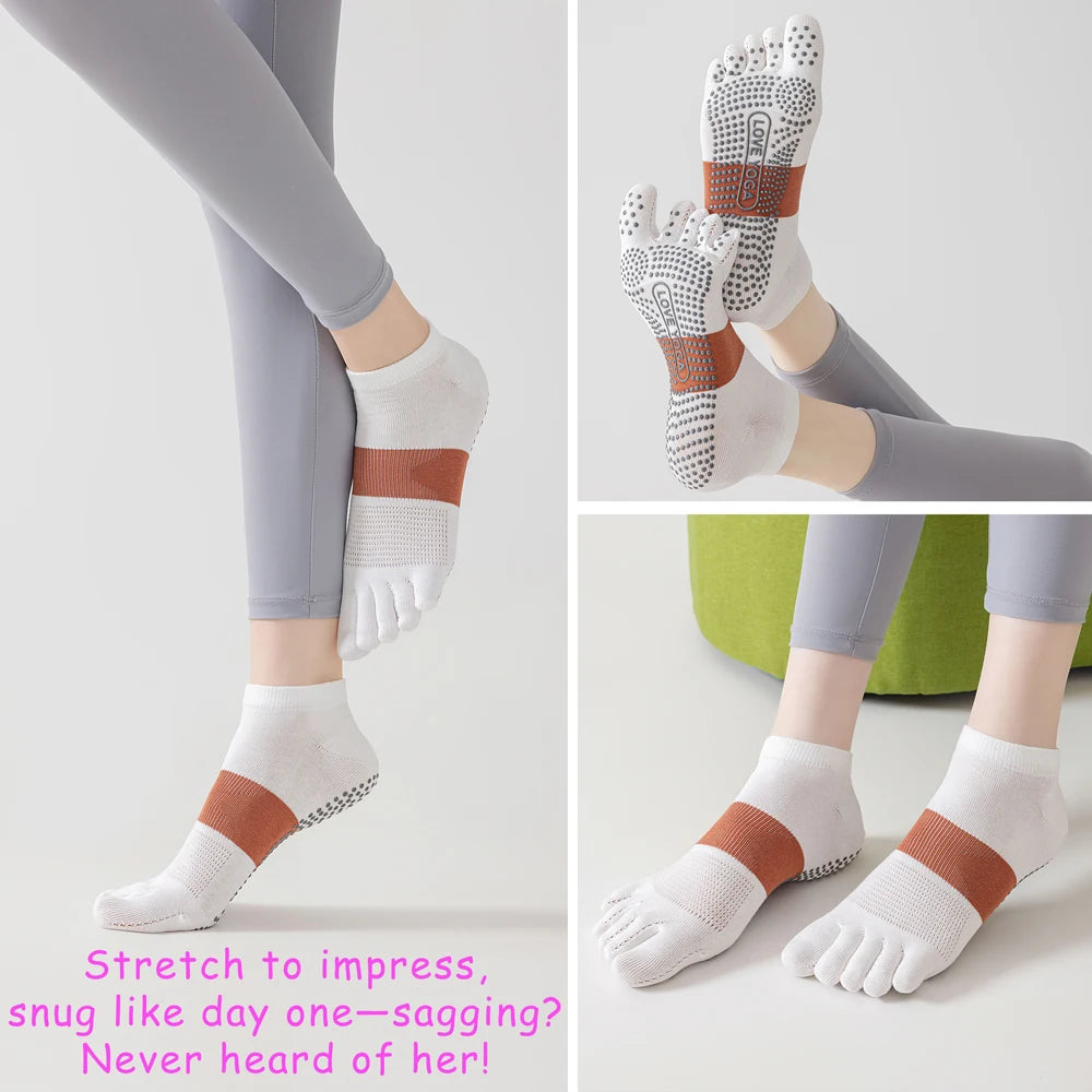 Trendy Non Slip Mesh Five Toe Yoga Socks For Women Pilates