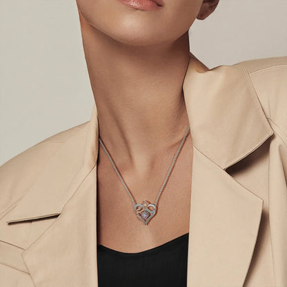 925 Sterling Silver Necklace with Pink Bow Heart Moon Butterfly Pendant Elegant Zircon Charm for Women Classic DIY Gift