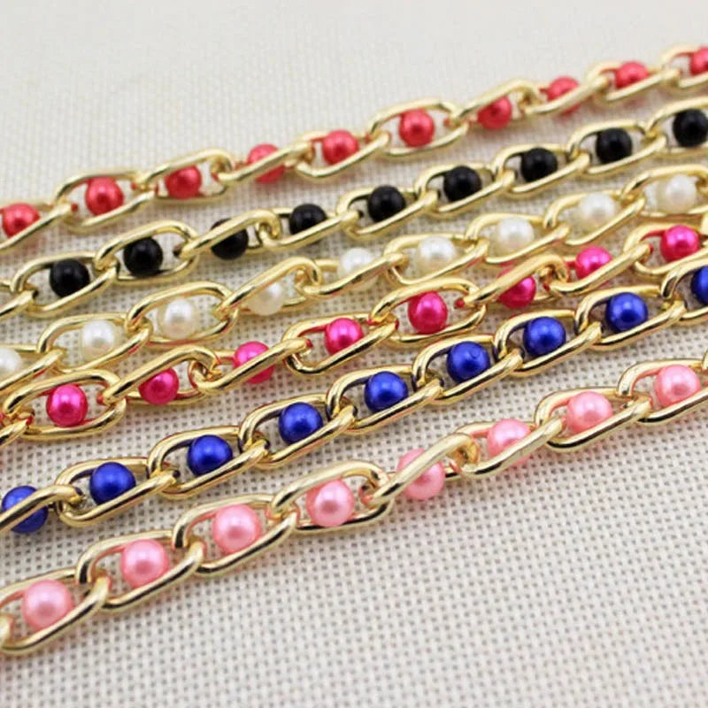 Women Pearl Thin Metal Waist Chain Belt Versatile Fashion