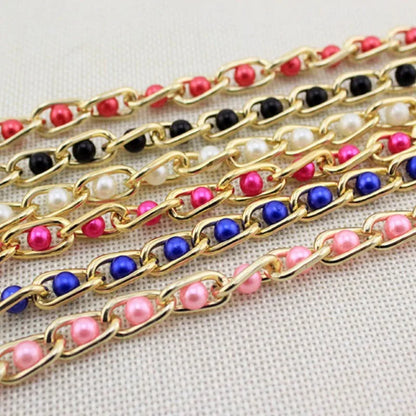 Women Pearl Thin Metal Waist Chain Belt Versatile Fashion