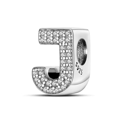 925 Sterling Silver Alphabet Beads Charm Set A to Z with Zircon for DIY Jewelry Making