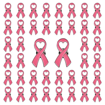 Elegant Pink Ribbon Breast Cancer Awareness Pins Set for Women and Girls - Decorative Brooch Badge Collection