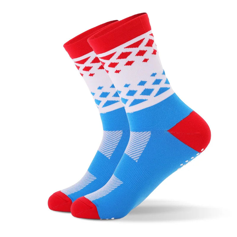 Breathable Anti Skid Mid Calf Sport Socks For Cycling