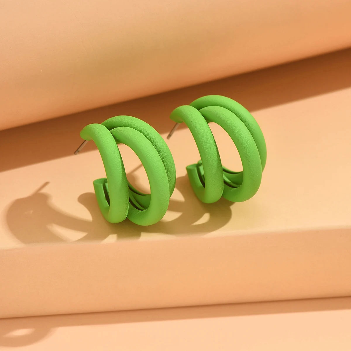 Elegant Gold Hoop Earrings Vintage Geometric Luxury Jewelry for Women green