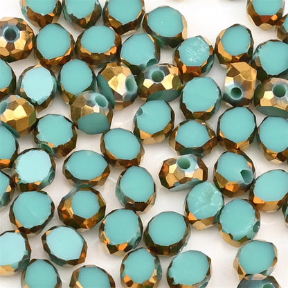 72 Pieces Golden Plated Glass Beads 3x4mm Oval Flat Faceted Crystal Beads for DIY Jewelry Making Necklaces and Bracelets