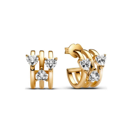 European 925 Silver Blue Snowflake Moon And Heart Zircon Stud Earrings For Women Holiday Exquisite Charm Jewelry