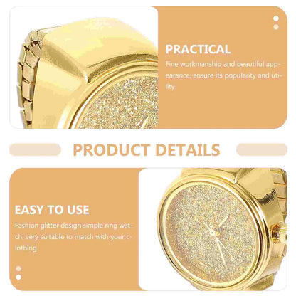 Elegant Unisex Glitter Ring Watch with Quartz Movement and Vintage Style