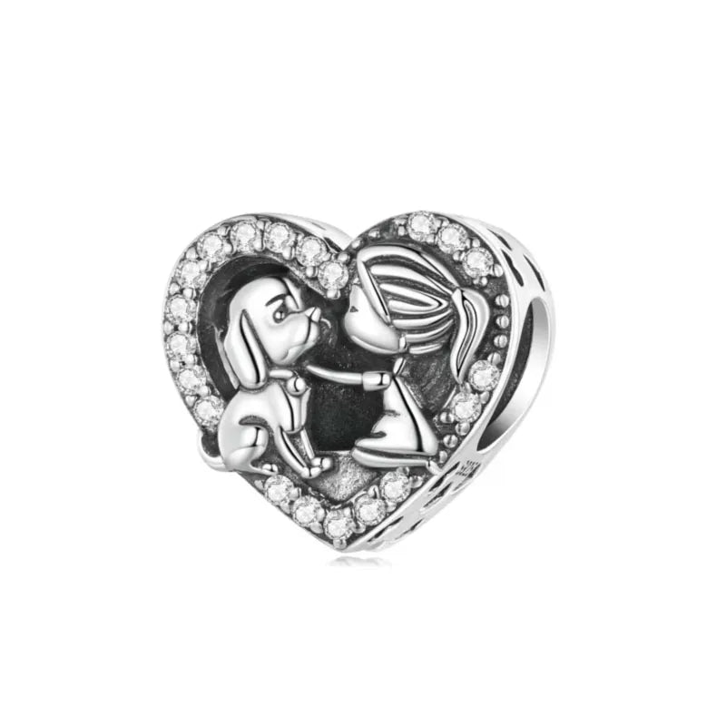Elegant 925 Silver Cat Bear Ice Cream Pendant Bead for European Bracelet