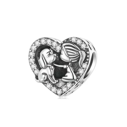 Elegant 925 Silver Cat Bear Ice Cream Pendant Bead for European Bracelet