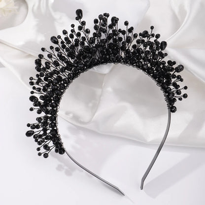 Luxury Crystal Bridal Crown Headband with Silver Diamonds Handmade Wedding Hair Accessories for Elegant Brides and Bridesmaids