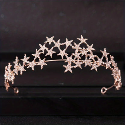 Elegant Rhinestone Star Crystal Bridal Tiara for Weddings and Parties