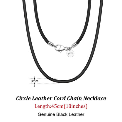 Rinntin 2mm Brown Leather Cord Necklace with 925 Sterling Silver Clasp Trendy Jewelry for Men and Women 2mm-Black-40cm