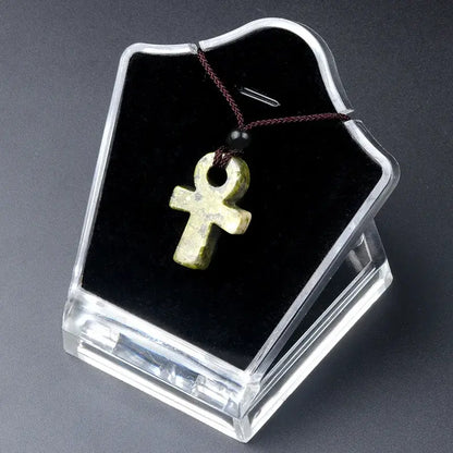 Ancient Egyptian Ankh Cross Agate Amulet Necklace Unakite