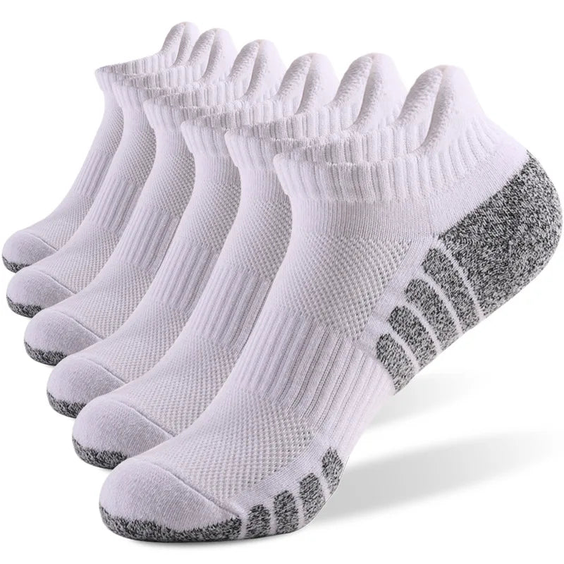 6 Pairs Mens Running Socks Terry Cushion Non Slip 35 To 47