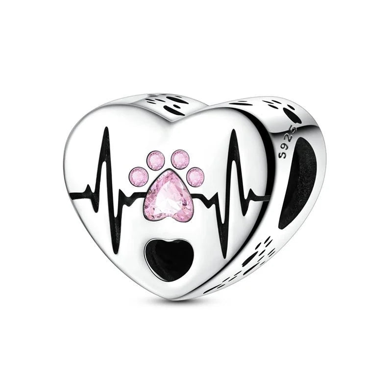925 Sterling Silver Lucky Green Four Leaf Clover Horseshoe Charm Beads for Bracelets and Necklaces