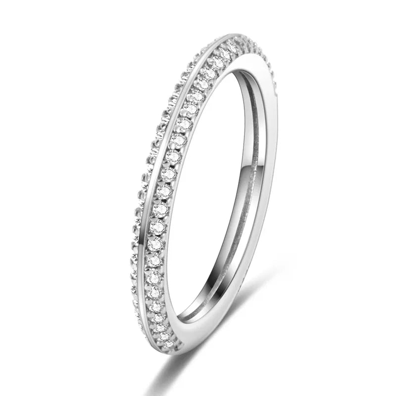 Silver Plated Luxury Stackable Ring for Women with Infinite Flower Design and Zircon Stone for Engagement and Wedding Parties APTR019