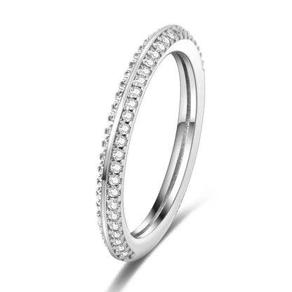 Silver Plated Luxury Stackable Ring for Women with Infinite Flower Design and Zircon Stone for Engagement and Wedding Parties APTR019