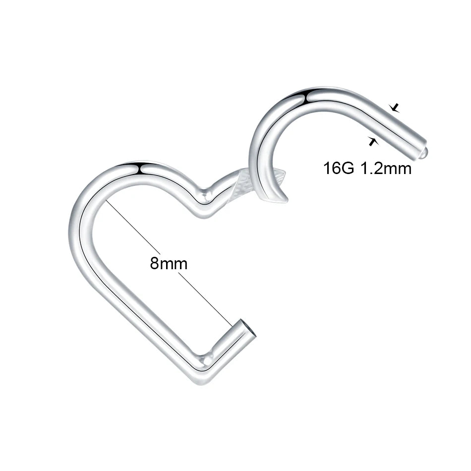 Steel Heart Shape Hinged Septum Clicker Tragus Cartilage Piercing Jewelry