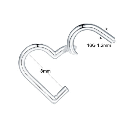 Steel Heart Shape Hinged Septum Clicker Tragus Cartilage Piercing Jewelry