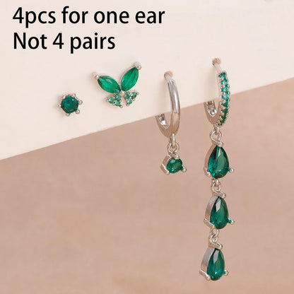 14K Gold Plated Dainty Zircon Flower Hoop Earrings Set for Women Stylish Stainless Steel Studs