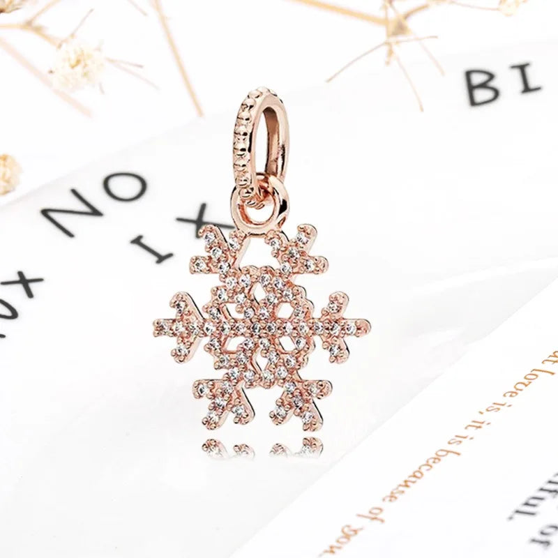 Rose Gold Winged Angel Heart Charm Bead Pink Daisy Spacer