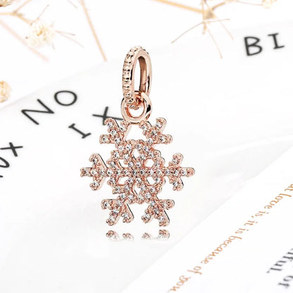 Rose Gold Winged Angel Heart Charm Bead Pink Daisy Spacer
