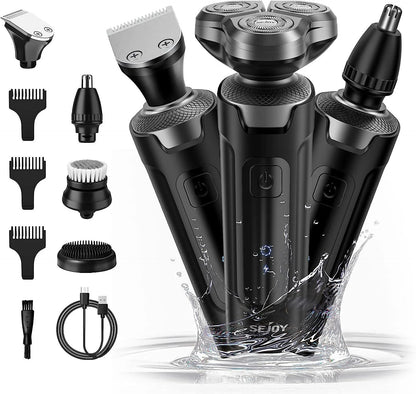Sejoy 3 In 1 Multifunction Electric Shaver for Men Waterproof Beard and Nose Hair Trimmer with Fast Charging
