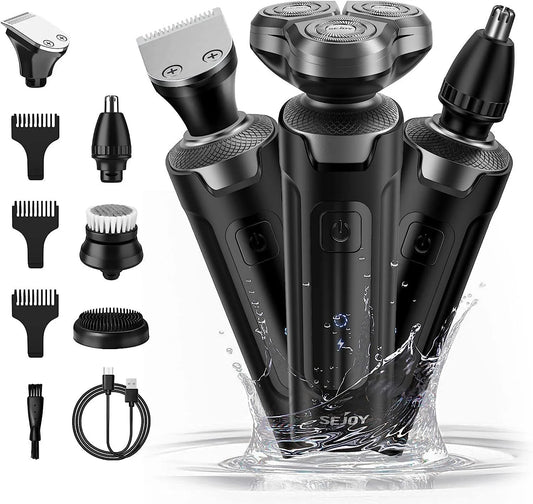 Sejoy 3 In 1 Multifunction Electric Shaver for Men Waterproof Beard and Nose Hair Trimmer with Fast Charging
