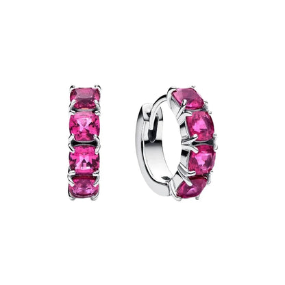 Romantic 925 Sterling Silver Pink Lipstick Heart Bow Rose Flower Zircon Charm Bead for DIY Bracelet Jewelry Gift