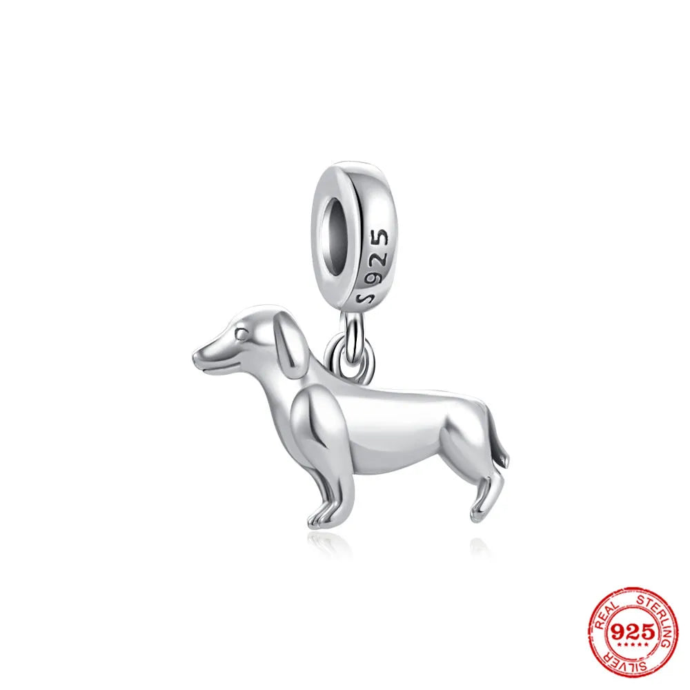 Sterling Silver Paw Print and Bone Charm Bead for Pet Bracelet Jewelry B2438